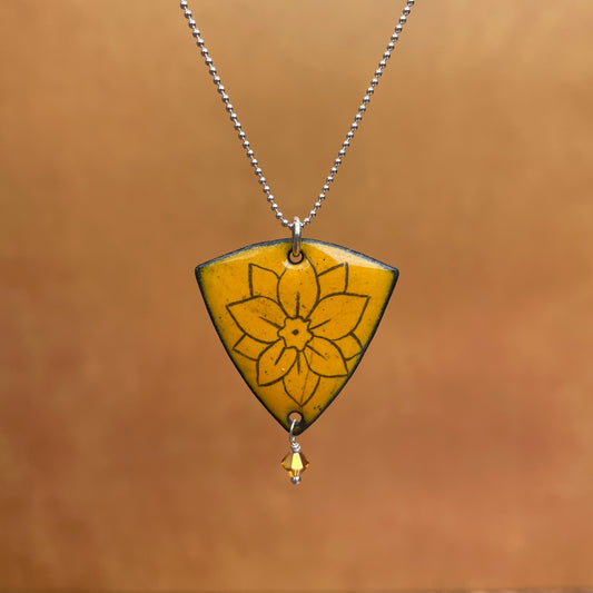Yellow Enamel Daffodil 'Doodle' Necklace