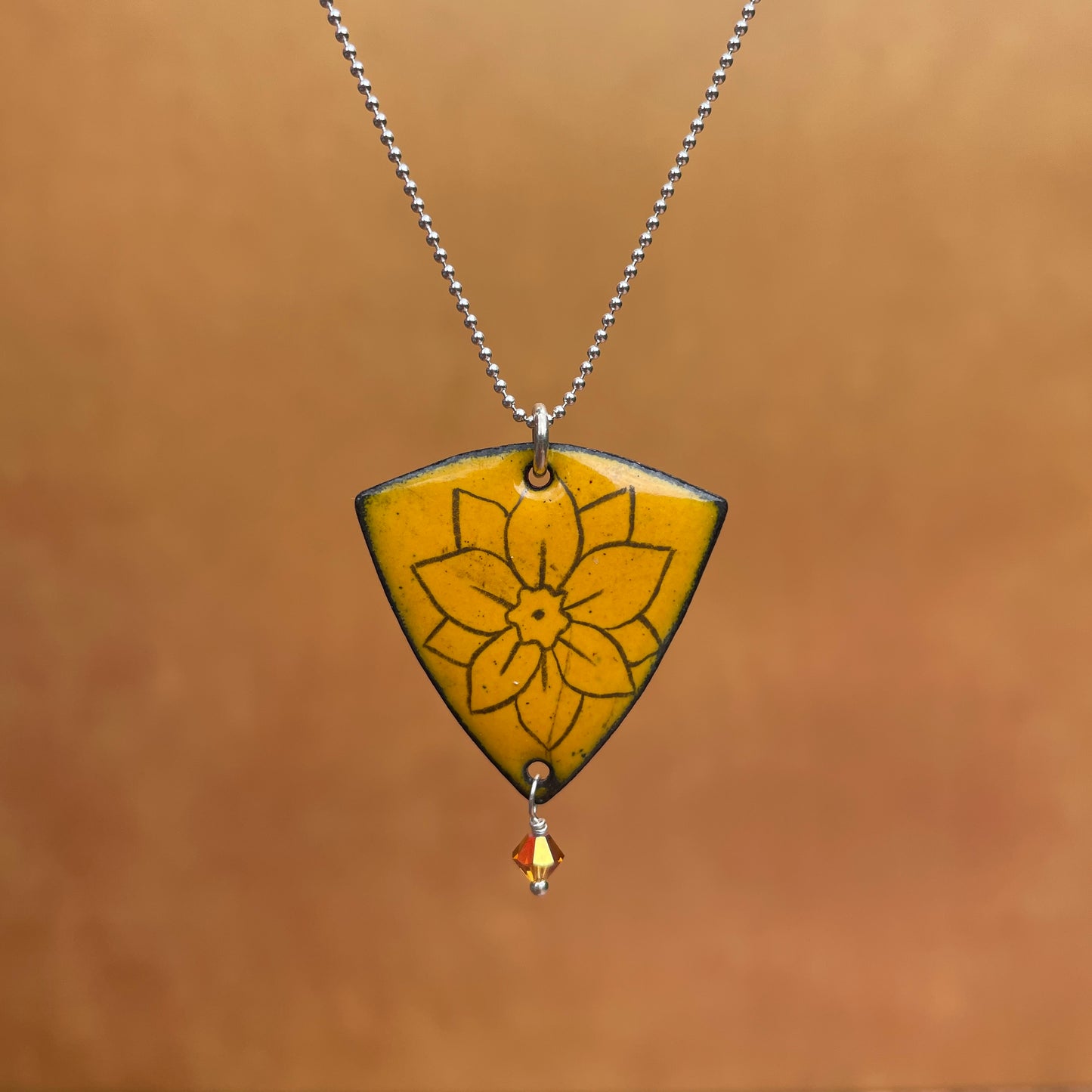 Yellow Enamel Daffodil 'Doodle' Necklace