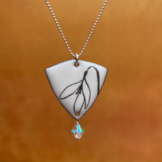 White Enamel Snowdrop 'Doodle' Necklace