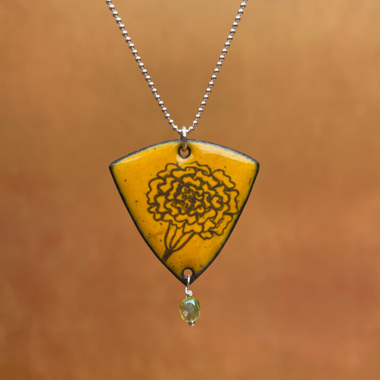 Yellow Enamel Marigold 'Doodle' Necklace