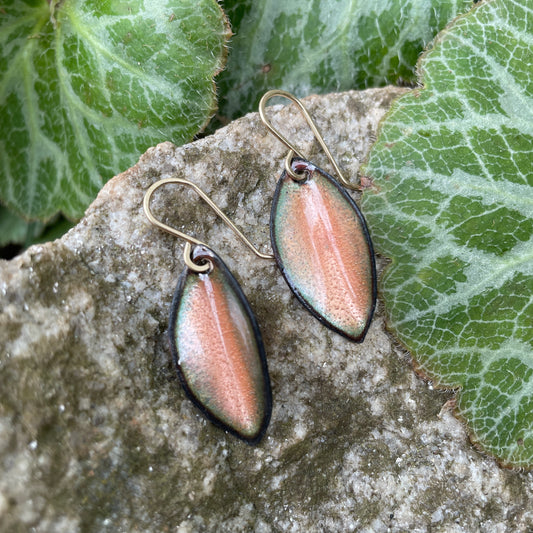 Peach Small Leaf Earrings