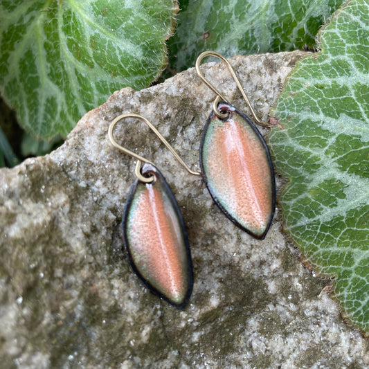 Peach Small Leaf Earrings