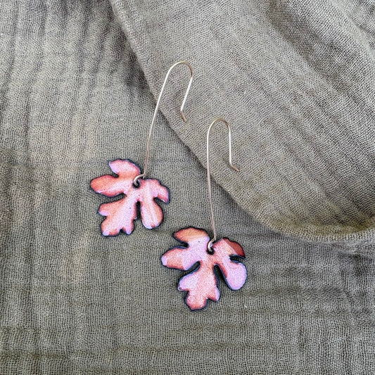 Peach Fig Leaf Earrings