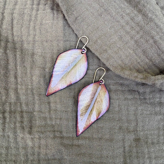 Olive Green Leaf Earrings