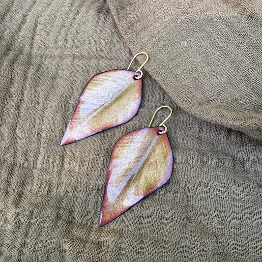 Olive Green Leaf Earrings