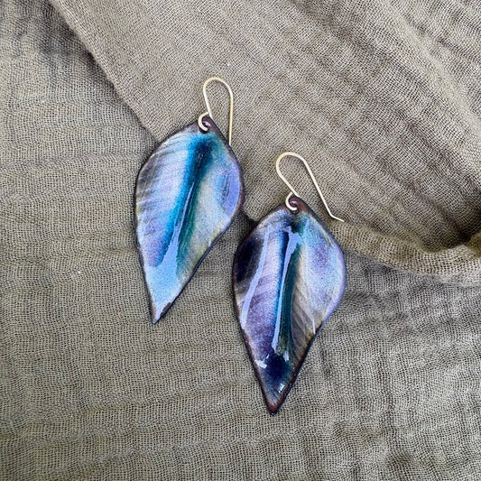 Purple & Blue Leaf Earrings
