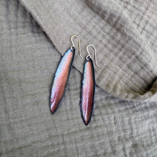 Peach & Mauve Willow Oak Leaf Earrings