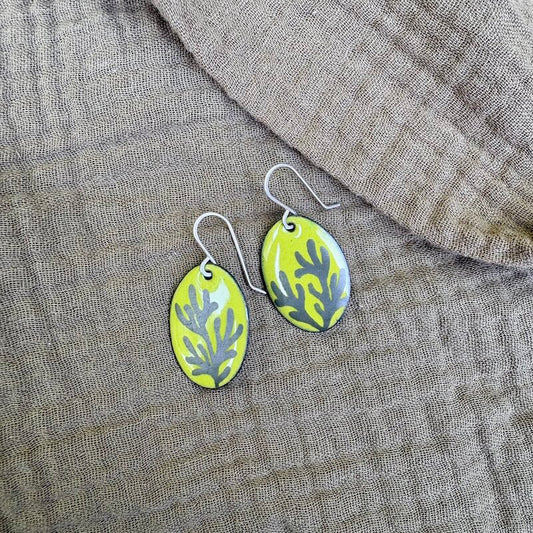 Chartreuse Enamel Coral 'Doodle' Earrings