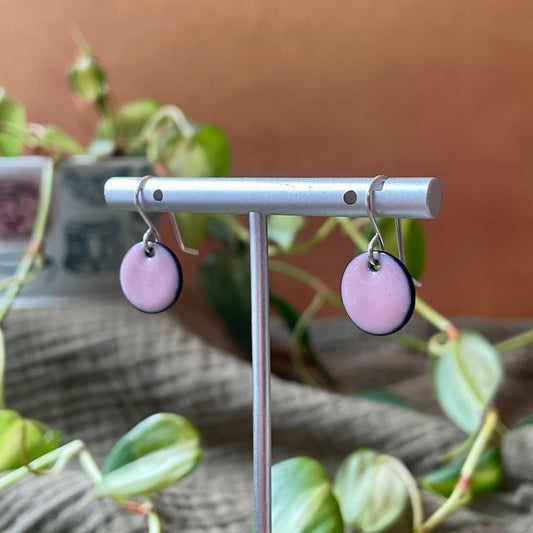 Pink Enamel Dot Earrings