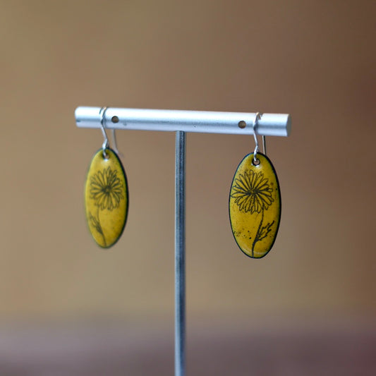 Yellow Enamel Daisy 'Doodle' Earrings