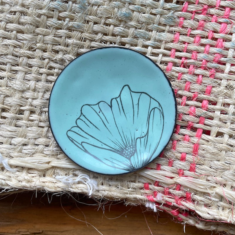 Mini Blue Enamel Poppy "Doodle" Trinket Dish