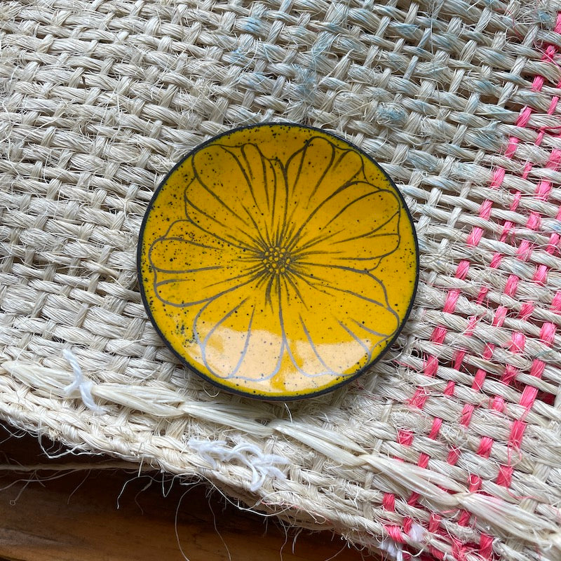 Mini Yellow Enamel Poppy "Doodle" Trinket Dish