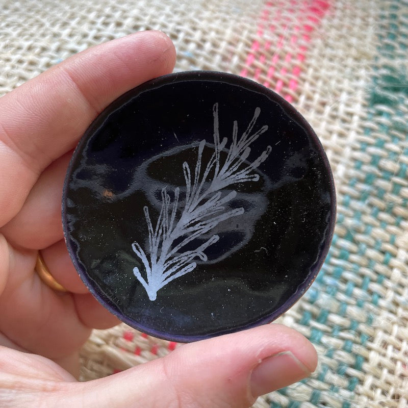 Mini Black Enamel Rosemary "Doodle" Trinket Dish
