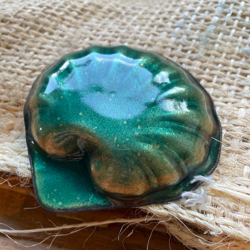 Rose Gold & Teal Sea Shell Trinket Dish