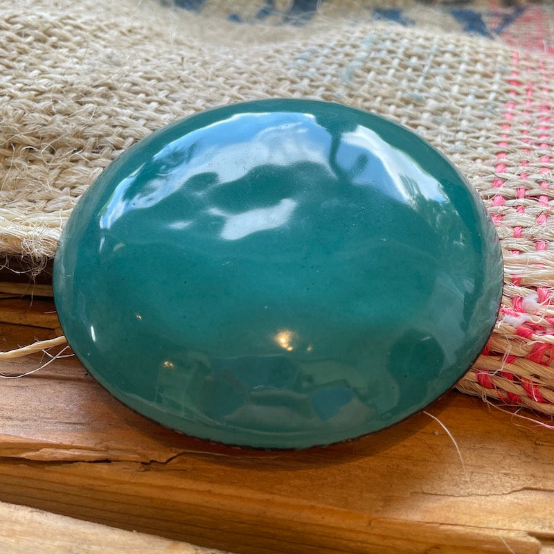 Orange Enamel Teal Flower Trinket Dish