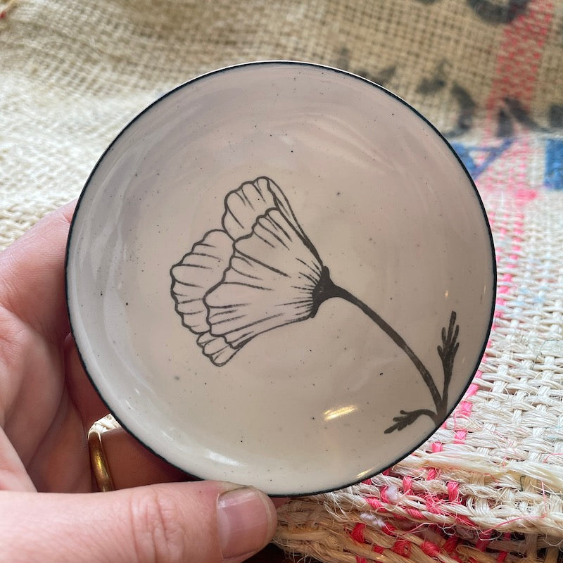 White Enamel Poppy "Doodle" Trinket Dish