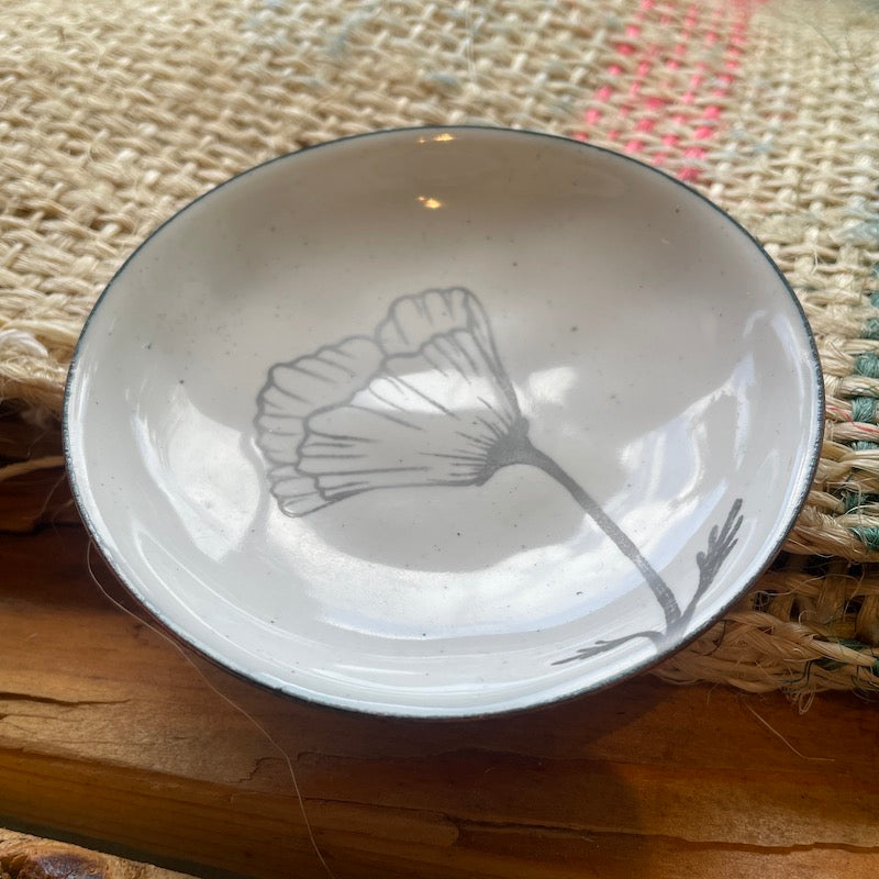 White Enamel Poppy "Doodle" Trinket Dish
