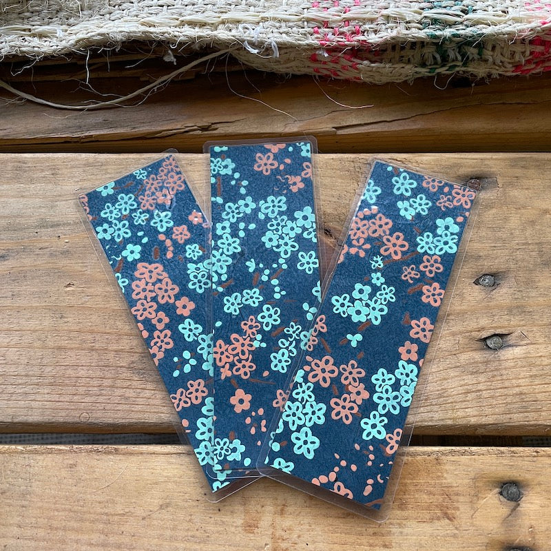 Blue Floral Decorative Paper Bookmark