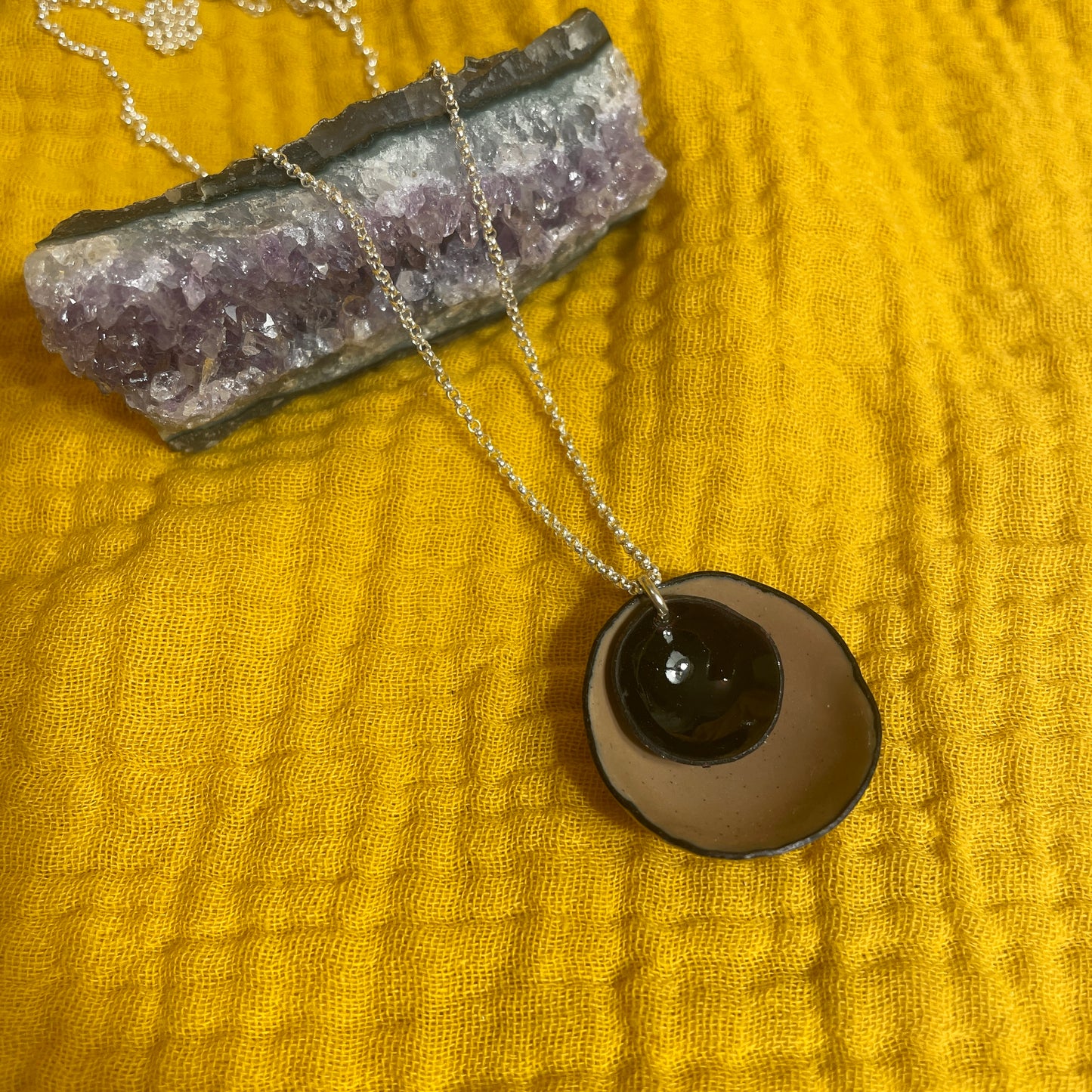 Black & Brown Flower Cup Necklace