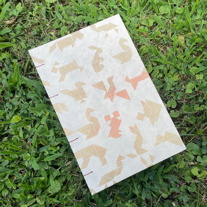 Large Cream & Metallic Animal Origami Book
