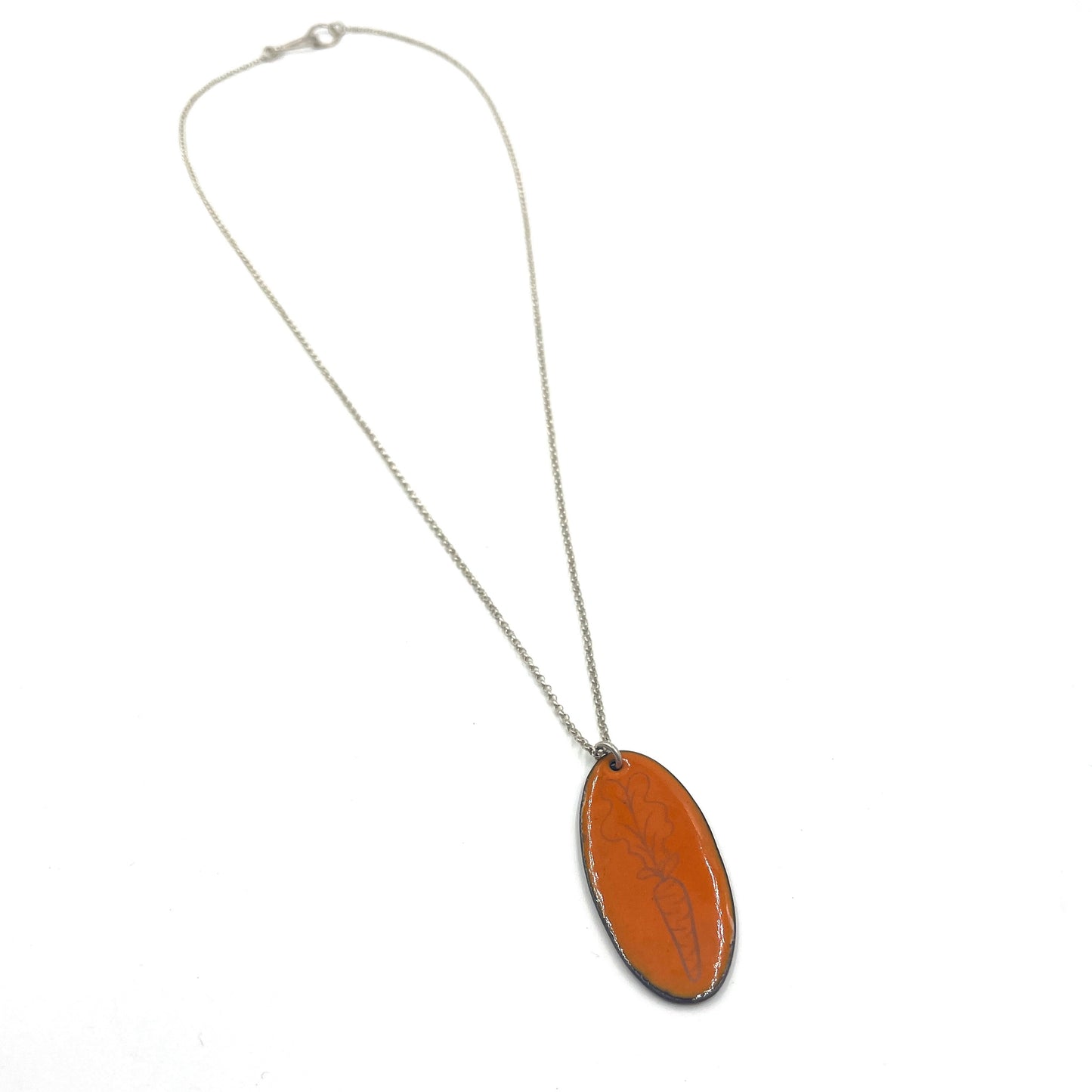 Orange Enamel Carrot 'Doodle' Necklace
