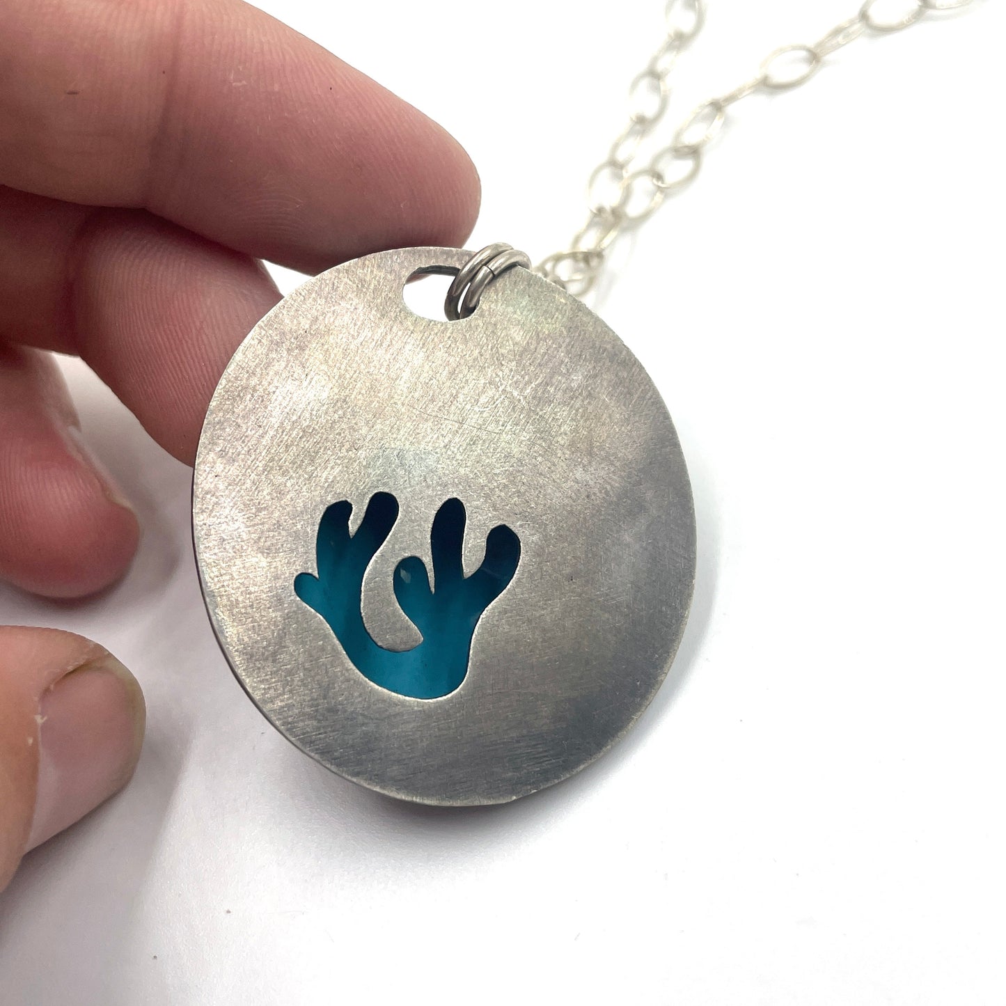 Chartreuse Enamel Coral Reef 'Doodle' Cabochon Necklace