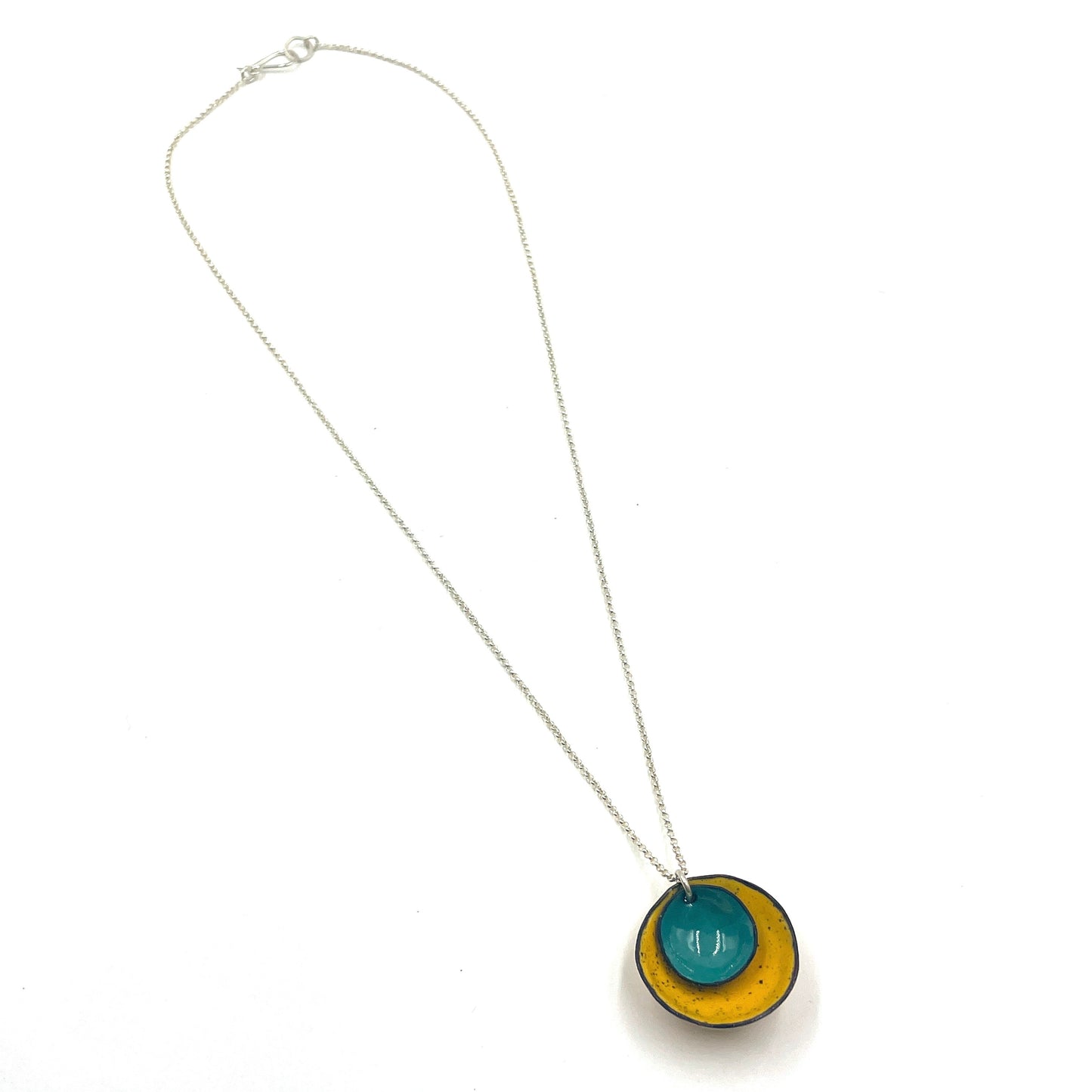 Teal & Yellow Flower Cup Necklace
