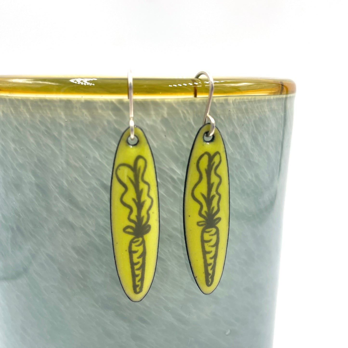 Lemon Sorbet Enamel Carrot 'Doodle' Earrings