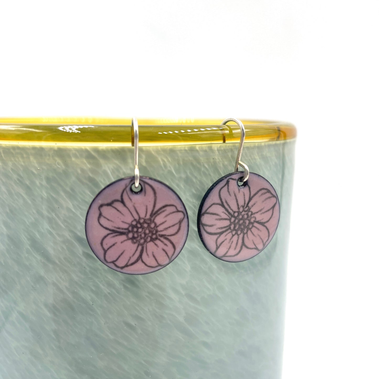 Pink Enamel Poppy 'Doodle' Earrings