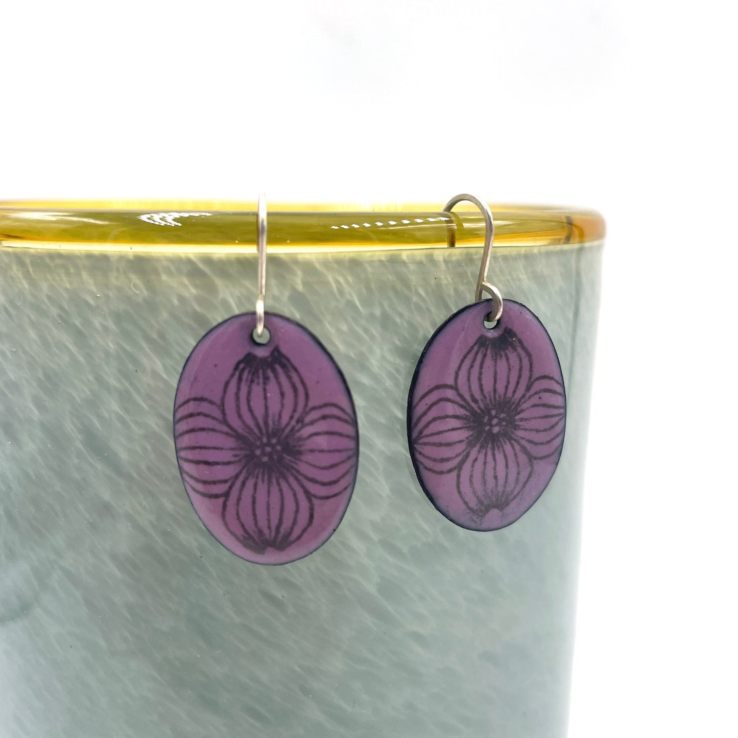 Orchid Pink Enamel Dogwood 'Doodle' Earrings