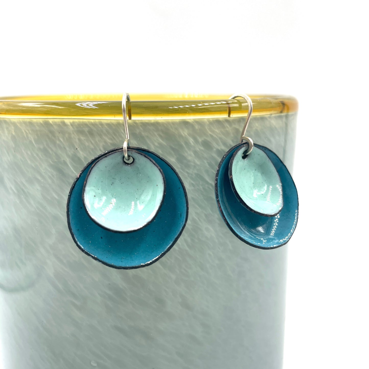 Blue Double Flower Cup Earring