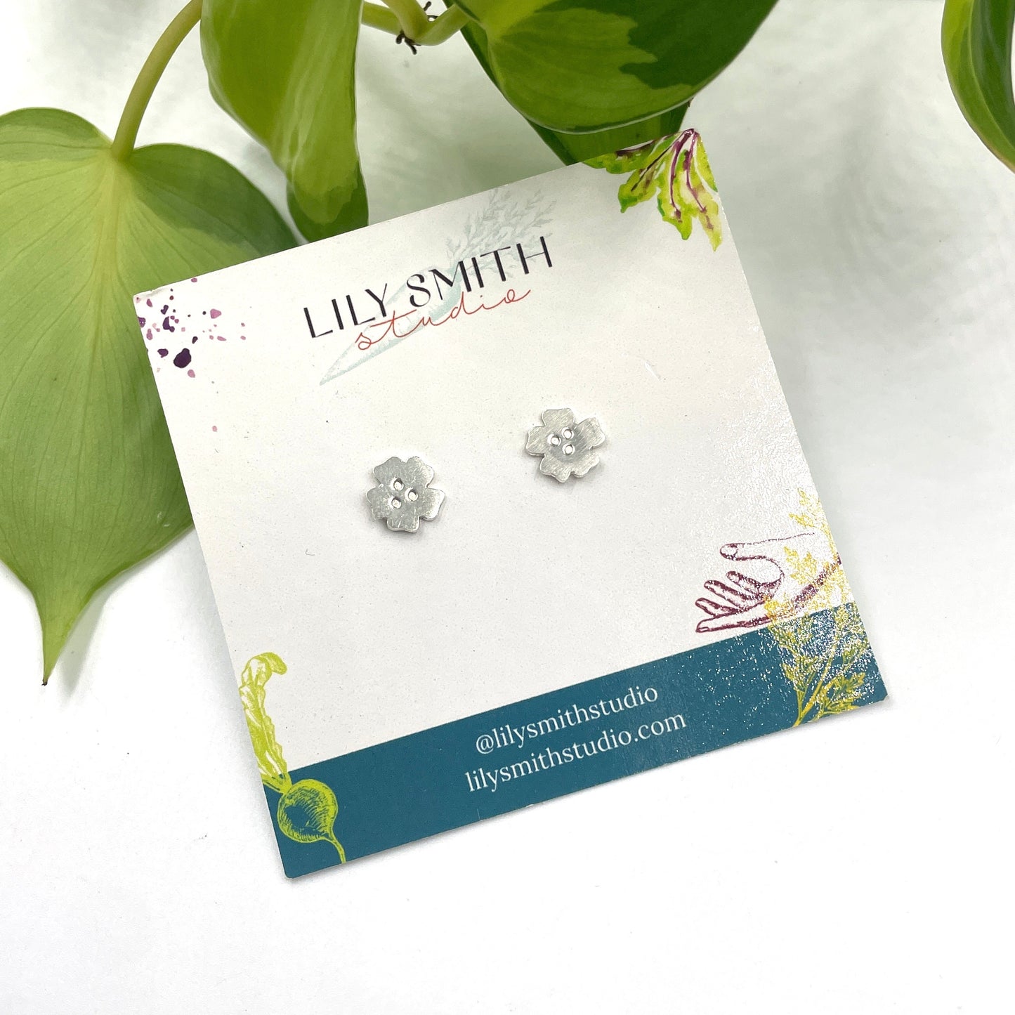 Sterling Silver Hibiscus Post Earrings