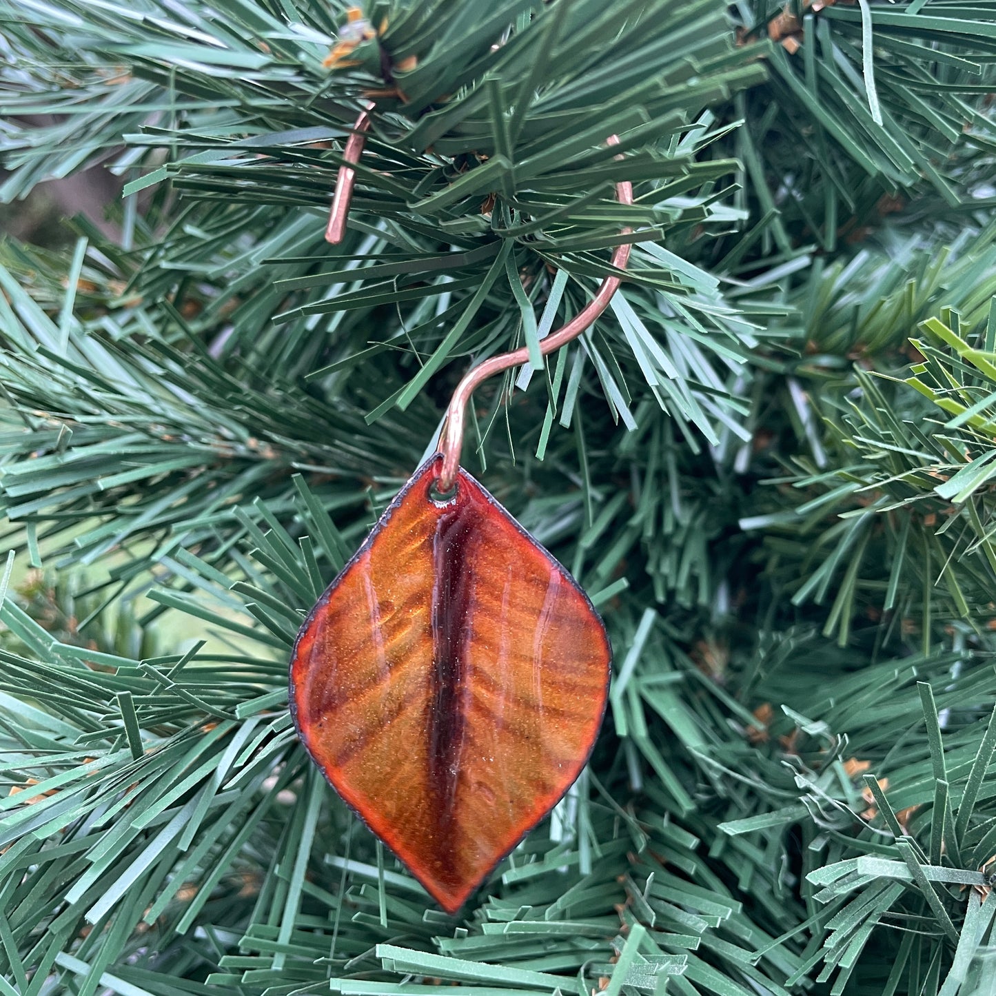 Golden Brown Leaf Ornament 2