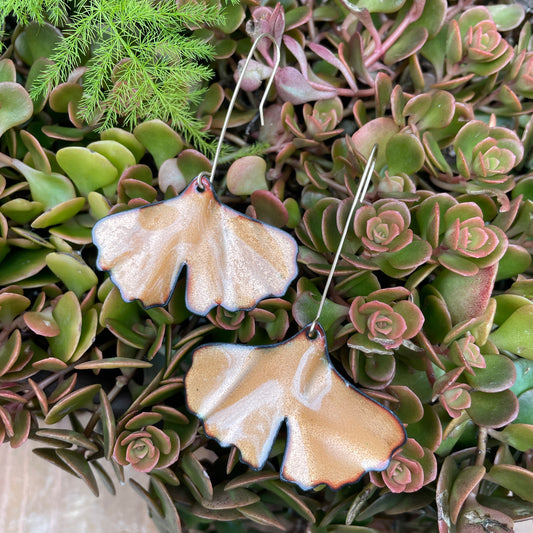 Peach Ginkgo Leaf Earrings