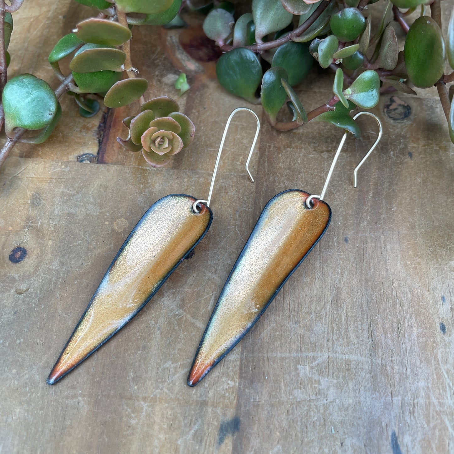 Peach Autumn Leaf Earrings