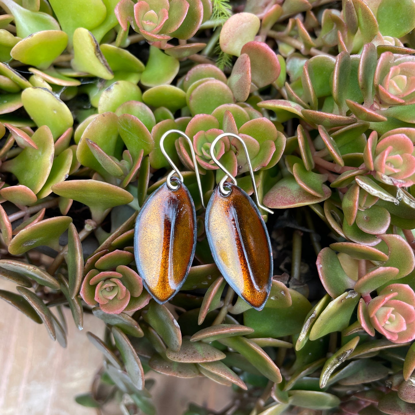 Golden Brown Autumn Leaf Earrings, Small