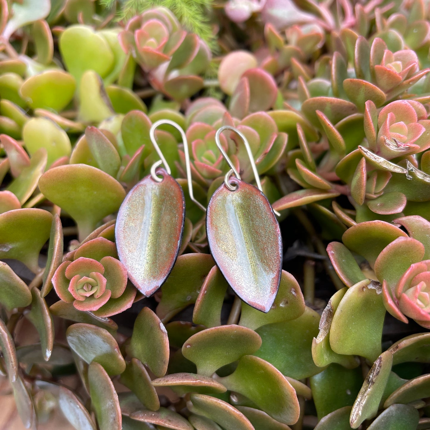 Olive Green Autumn Leaf Earrings, Small