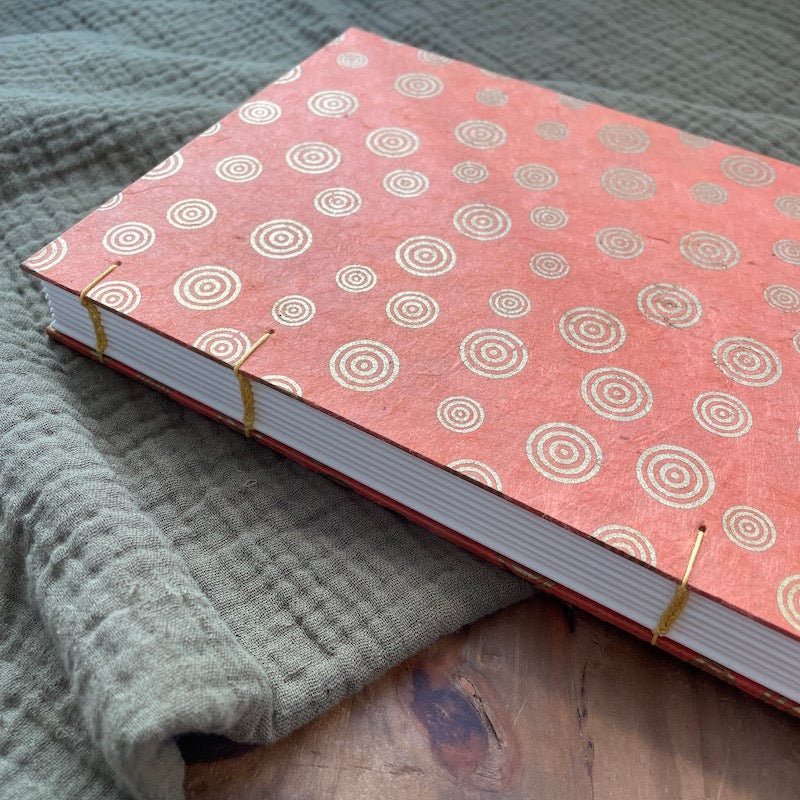 Large Orange & Gold Spiral Book