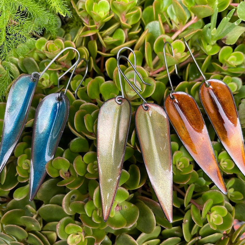 Olive Green Autumn Leaf Earrings
