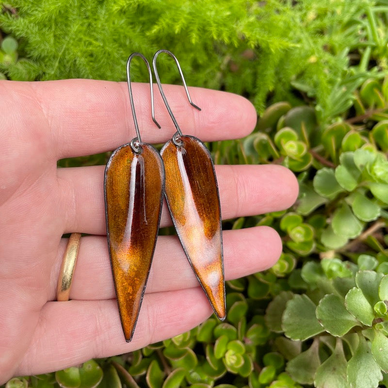 Brown Autumn Leaf Earrings