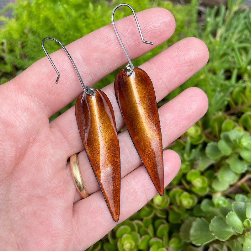 Brown Autumn Leaf Earrings