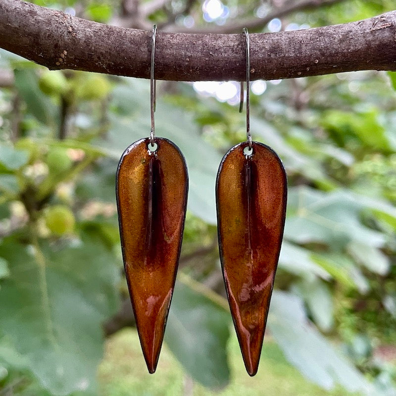 Brown Autumn Leaf Earrings