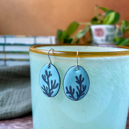 Robin's Egg Blue Enamel Coral 'Doodle' Earrings