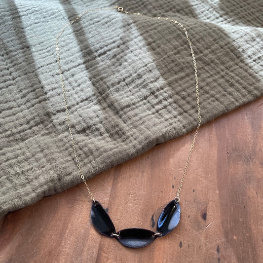 Black Three Leaf Necklace