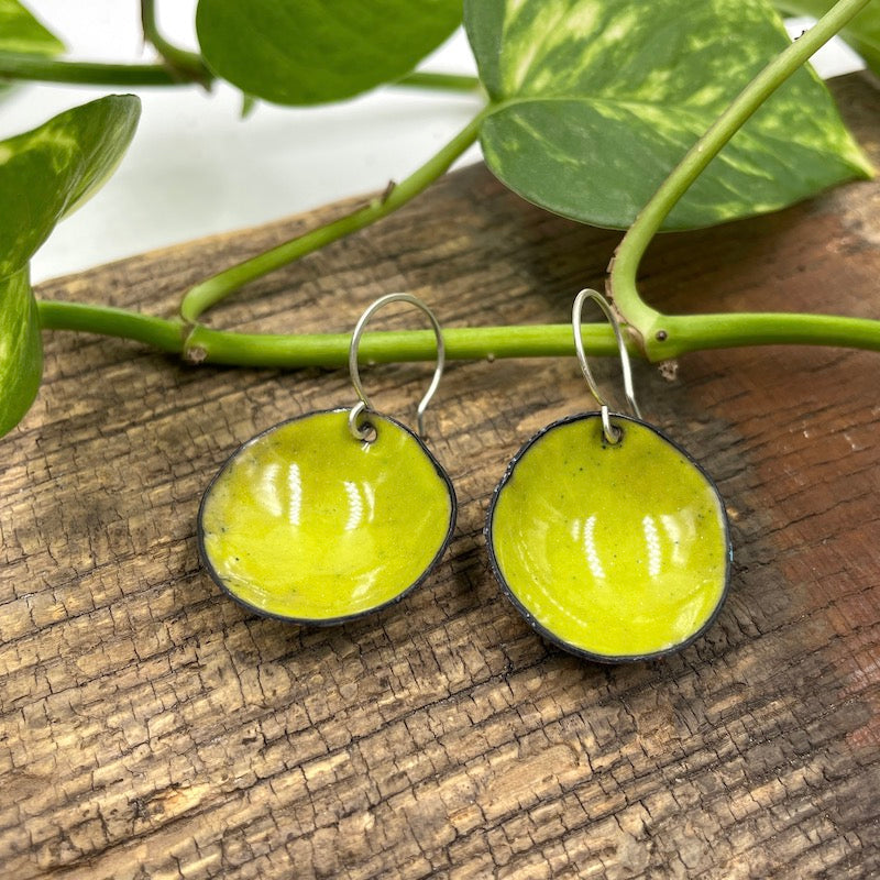 Chartreuse Large Short Flower Cup Earrings