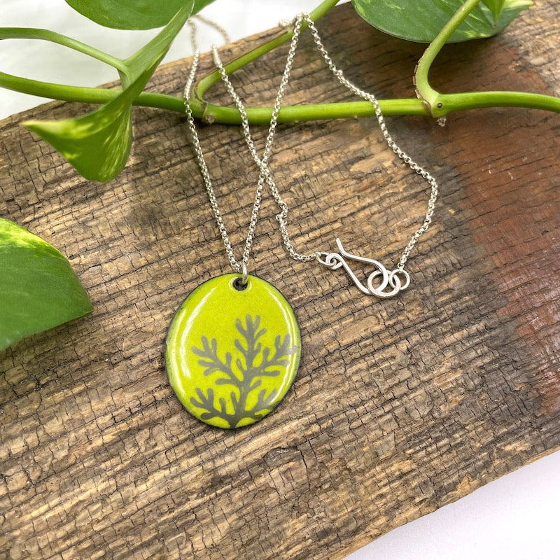 Chartreuse Enamel Coral 'Doodle' Necklace