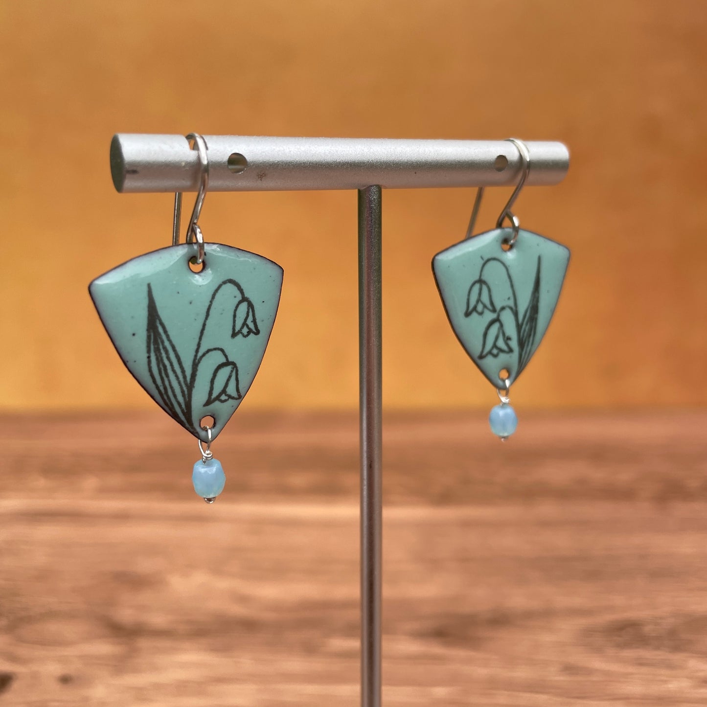 Robin's Egg Blue Enamel Lily of the Valley 'Doodle' Earrings