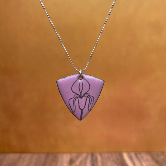 Pink Enamel Iris 'Doodle' Necklace