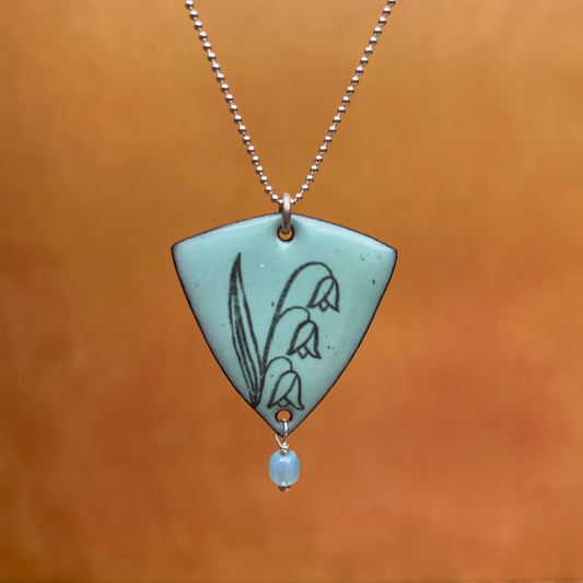 Robin's Egg Blue Enamel Lily of the Valley 'Doodle' Necklace
