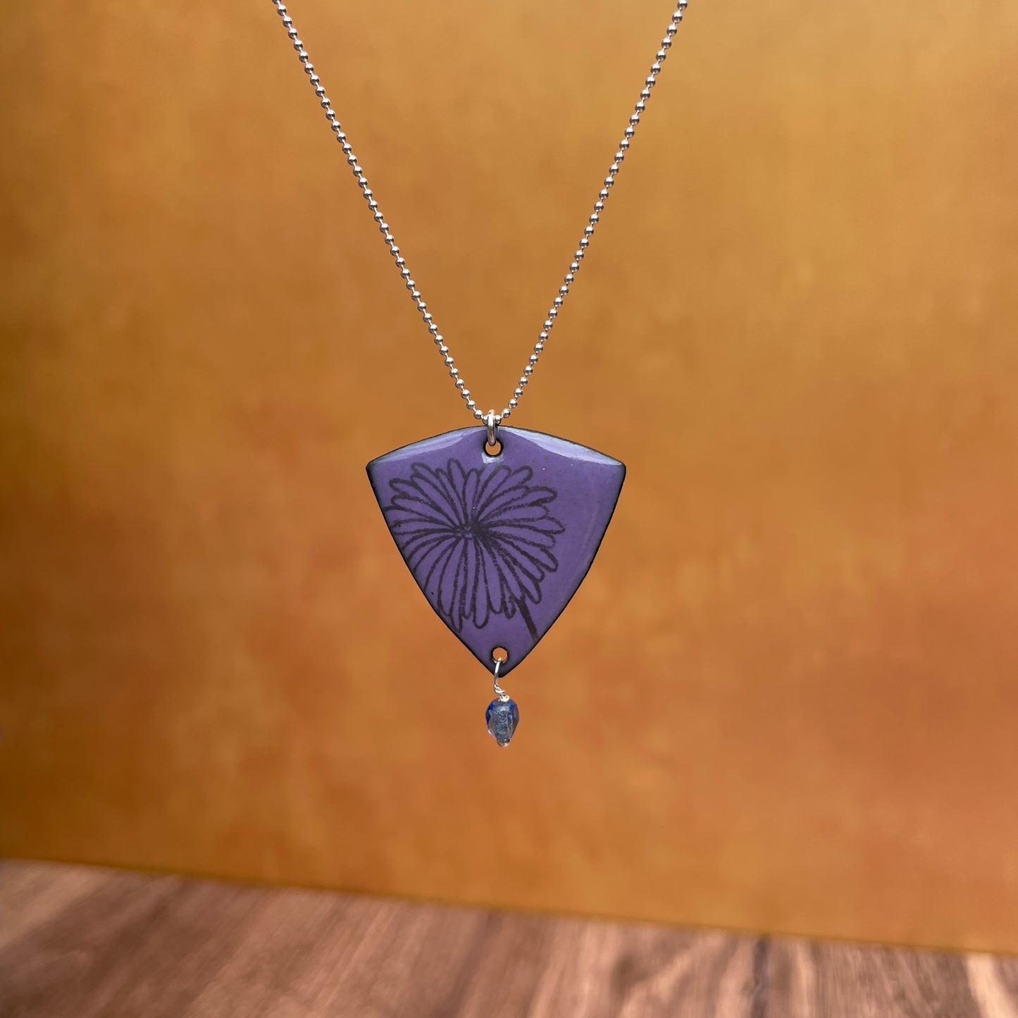 Purple Enamel Aster 'Doodle' Necklace